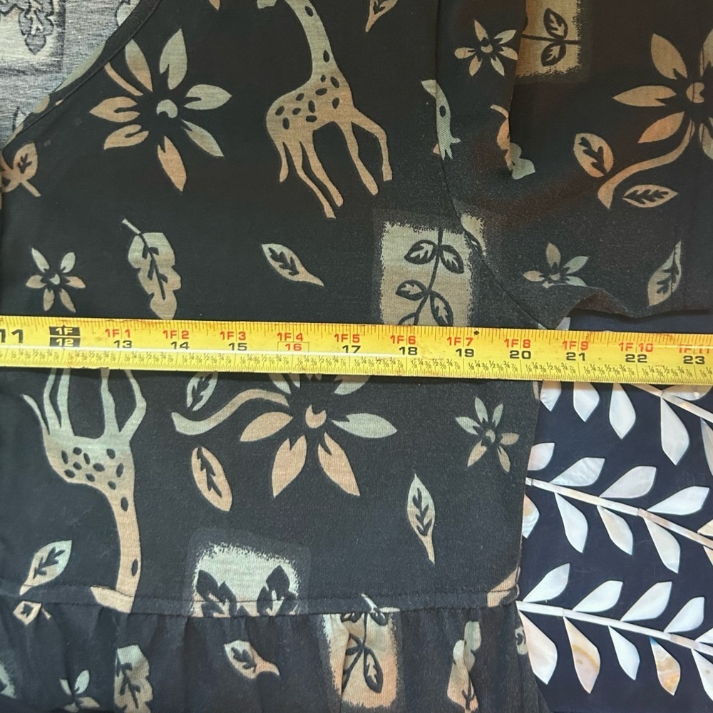 Vintage Erika Giraffe Print Midi‎ Dress Black Gold Quirky Artsy - Picture 7 of 7